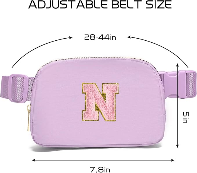 Gitus Initial Belt Bag Fanny Pack Crossbody Bag for Girls Birthday Gifts Age 8-10 Teen Girl Gifts Trend Stuff Personalized Letter Gifts for Daughter Sister (Lavender-N)