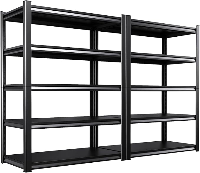 46''W Garage shelving,3000lbs Adjustable Garage Shelves,5T Tall Heavy Duty Shelving ,Storage Shelves, Unit，Metal Standing Shelf Units， Utility Rack For Kitchen Warehouse Industrial Basement 2 Pack
