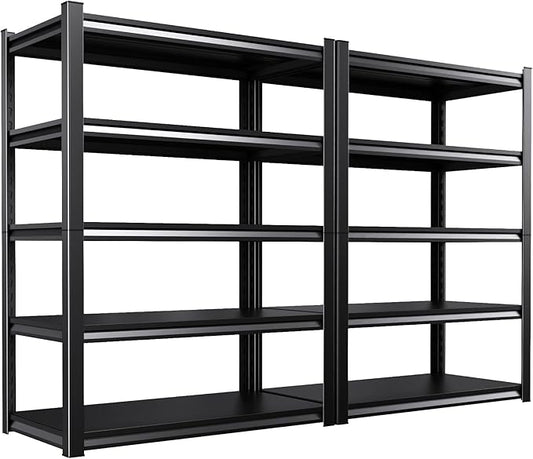 46''W Garage shelving,3000lbs Adjustable Garage Shelves,5T Tall Heavy Duty Shelving ,Storage Shelves, Unit，Metal Standing Shelf Units， Utility Rack For Kitchen Warehouse Industrial Basement 2 Pack
