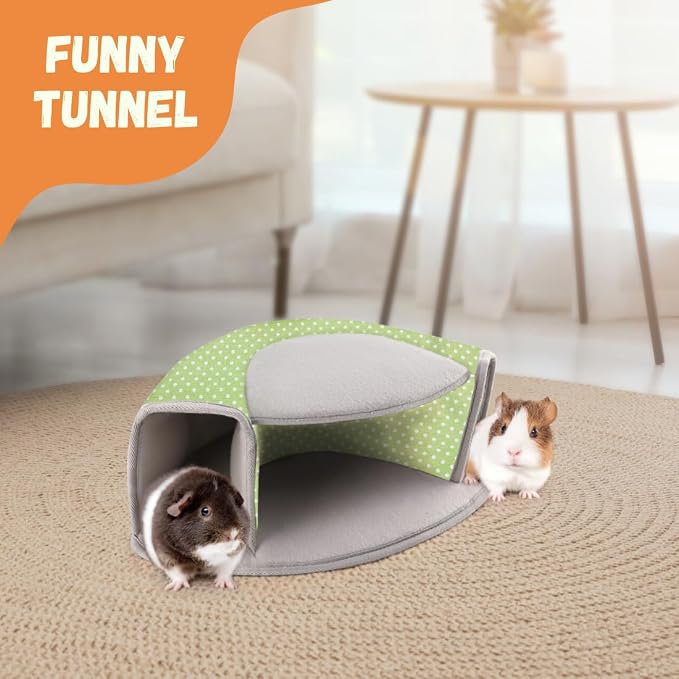 Guinea Pig Hideout, Interactive Guinea Pig Tunnel Bed, Washable | Small Animal Tubes Toys Cage Accessories for Ferret Bunny Chinchilla