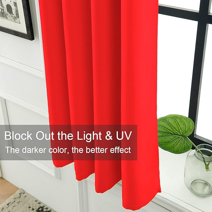 LA PALMA Thermal Insulated Blackout Darkening Grommet Living Room Curtains Window Drapes for Bedroom Pack of 2 Panels