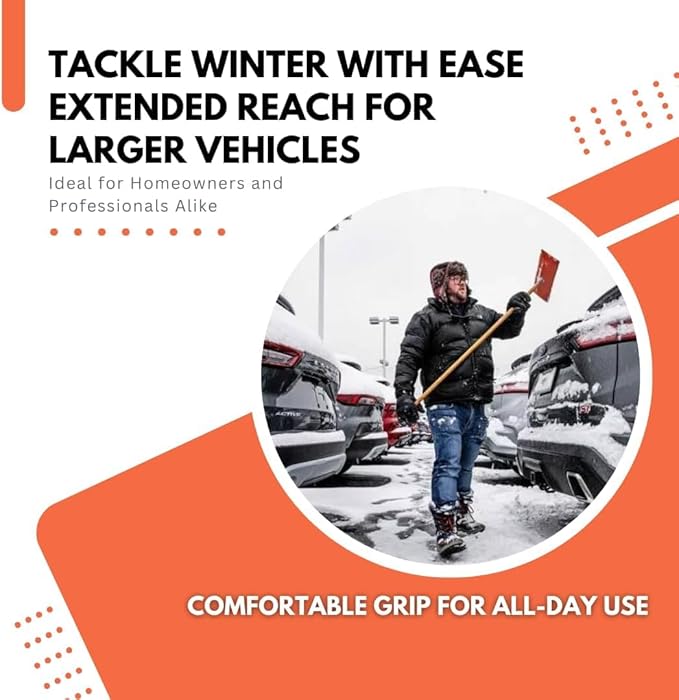 Snow Rake/Snow Broom with Pole - 48” Pole with 18" Head. - Auto Dealer Quality Shuttsco USA! #105 Commercial Grade