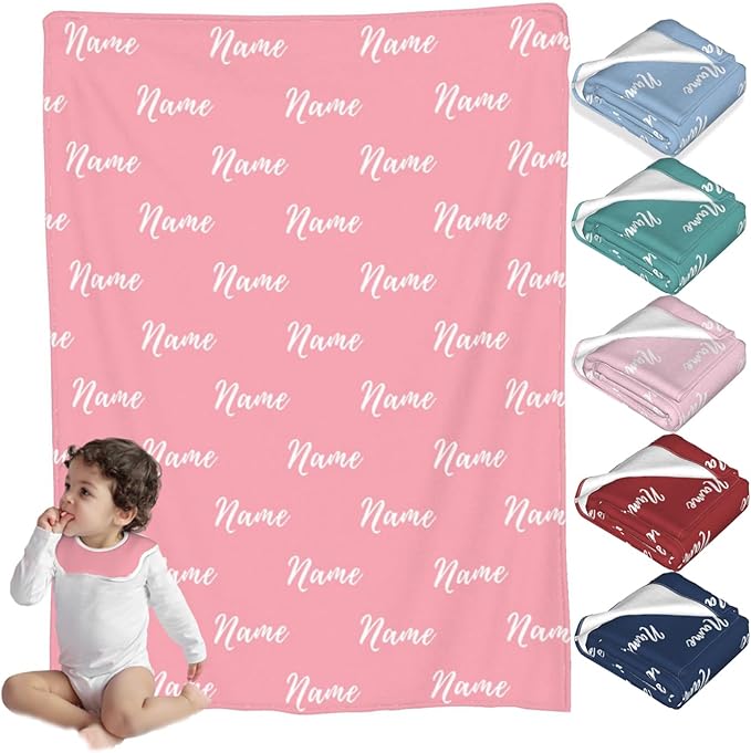 Personalized Baby Blankets for Girls Boys, Custom Baby Blanket with Name, Customized Baby Blanket Gifts for Kids Newborn for Birthday Christmas