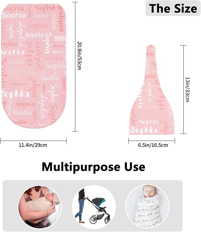 Swaddle Blanket with Hat Set Newborn Name Lettering Pink Receiving Soft Blankets Baby Swaddle Wrap Soft Sleep Sack for Baby Boys and Girls