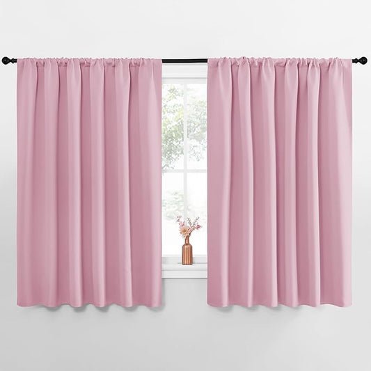 NICETOWN Blackout Curtains for Bedroom, Blackout Curtain Panels, Rouge Pink, 1 Pair, 62 by 63-inch, Window Treatment Energy Saving Thermal Insulated Solid Rod Pocket Blackout Drapes/Draperies