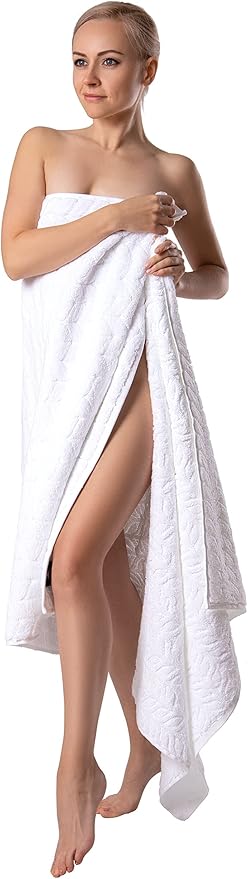 Turkish Cotton Ultra-Soft Plush Absorbent Quick Dry Bathroom Towel Set, Made in Turkey (White, Bath Sheet)