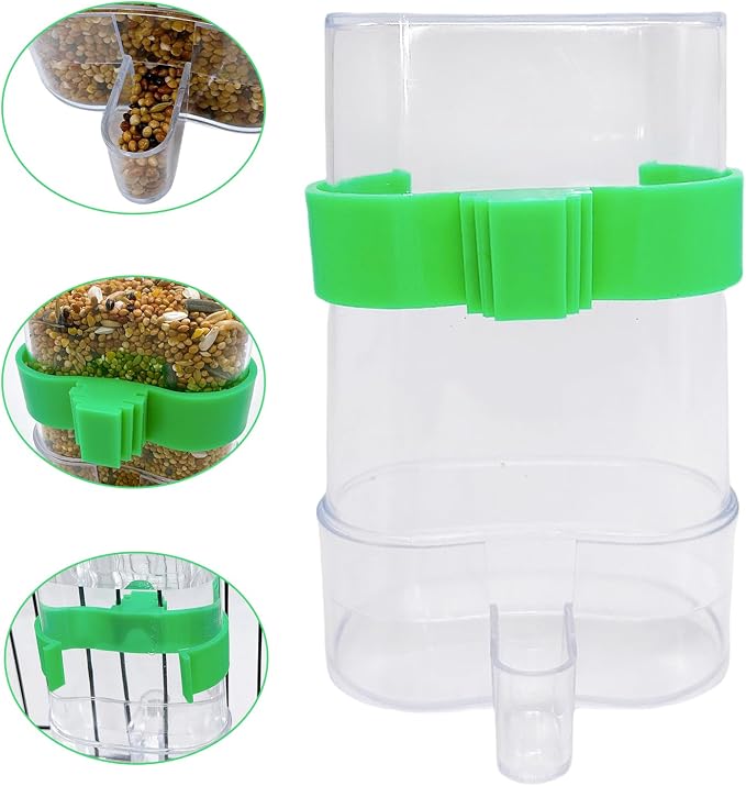 Automatic Bird Water Dispenser Parrot Water Feeder Bird Seed Food Container Parakeet Waterer Cockatiel Cage Accessories Automatic Feeding for Finch Lovebird Canary Small Birds(2Pcs) (Pack of 2)