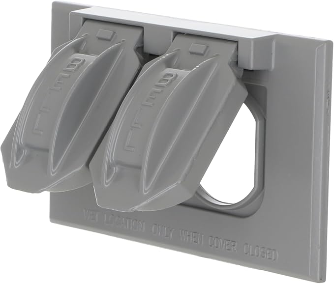 Hubbell-Bell 5180-0 1-Gang Horizontal Weatherproof Cover, Device Mount Flip Cover, Duplex, Gray
