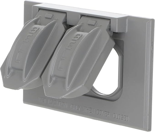 Hubbell-Bell 5180-0 1-Gang Horizontal Weatherproof Cover, Device Mount Flip Cover, Duplex, Gray