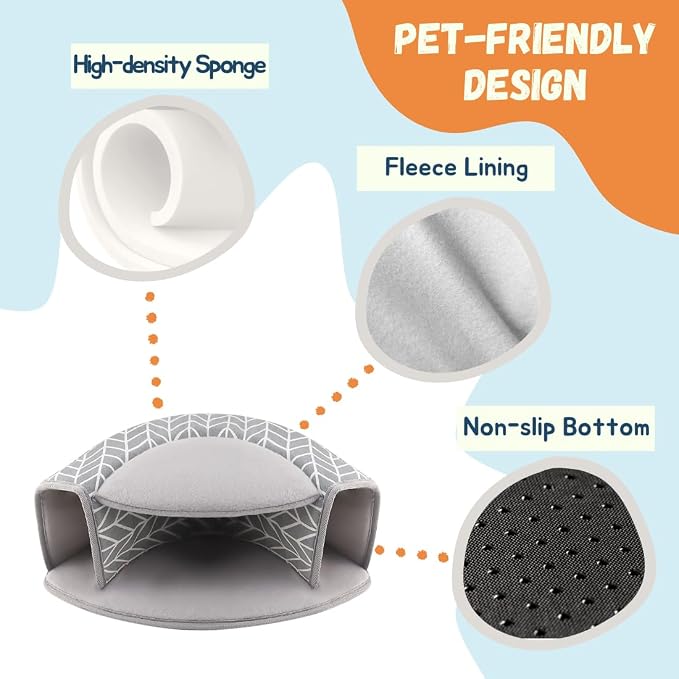 Guinea Pig Hideout, Interactive Guinea Pig Tunnel Bed, Washable | Small Animal Tubes Toys Cage Accessories for Ferret Bunny Chinchilla