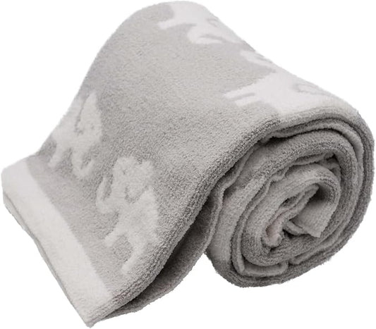 Chenille Baby Blanket for Boys & Girls, Soft Plush Toddler Blanket, 40"x30" (Grey Elephants)