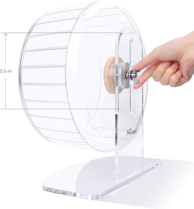 Niteangel Super-Silent Hamster Exercise Wheels: Quiet 11 inch Running Wheel | Can 11.6-15.4" Adjustable Height - No Bend Back Spinner Running for Dwarf Syrian Hamster Gerbils Mice Or Other Small Animal