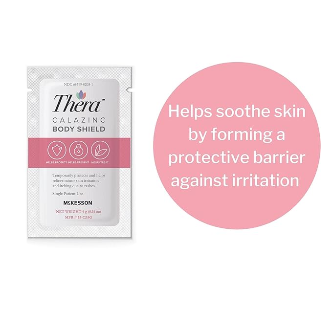 Thera Calazinc Body Shield, Calamine with Zinc Cream [864 Packets Total] -Skin Barrier Ointment for Eczema, Psoriasis, Diaper Rash - Individual Packets, 4 g Packet