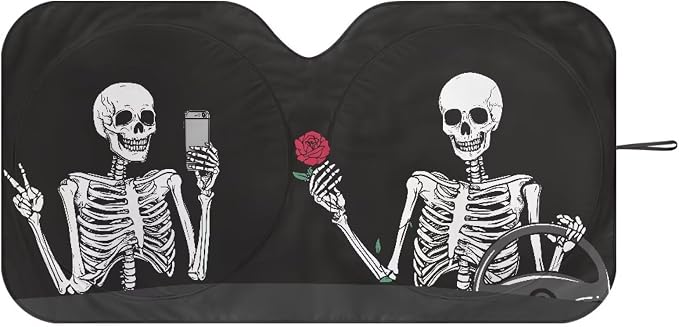 Funny Skeleton Vehicle Windshield Protecion Stylish Automotive Interior Cover Sun Visor Protector for Front Window Fashion Car Accessories