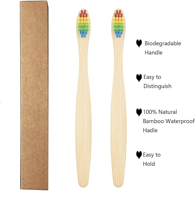 SEVENHEAD Bamboo Toothbrushes Adults & Kids Family Set 6+4 PCS Soft Bristles Wooden Toothbrushes, Natural Biodegradable BPA Free Eco Friendly Toothbrushes Colorful