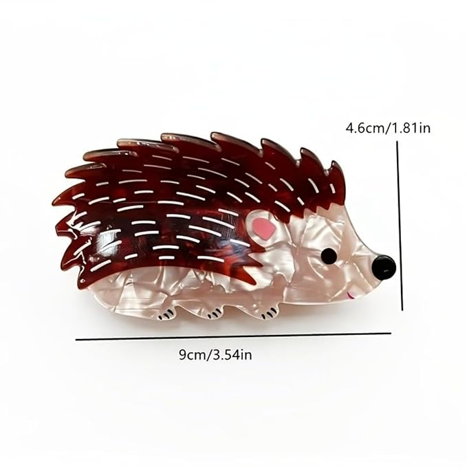 Hedgehog Hair Claw Clips for Women Animal Hair Clips Acrylic Hair Jaw Clips | Cute Brown Hedgehog Hair Clamp Reptile Animal Hair Barrettes Strong Hold Hair Accessories Party Holiday Hairstyle Decoration