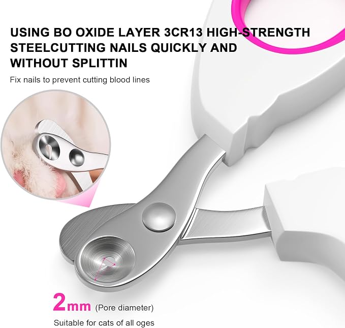 Aogeili Cat Nail Clippers - Stainless Steel, Non-Slip, Safe for Small Pets | Practical Pet Nail Clipper For Small Animals. Ergonomic Non-Slip Handle For Safe, Easy Trimming At Home For Kittens & Puppies