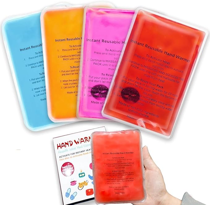 Reusable Snap Heat Pack, Hand Warmers Boil Click Heat Pocket Hand Warmer, Pouch Gel Hand Warmers for Camping for Outdoor, Indoor, Working, Studying, Camping, Warm Gifts