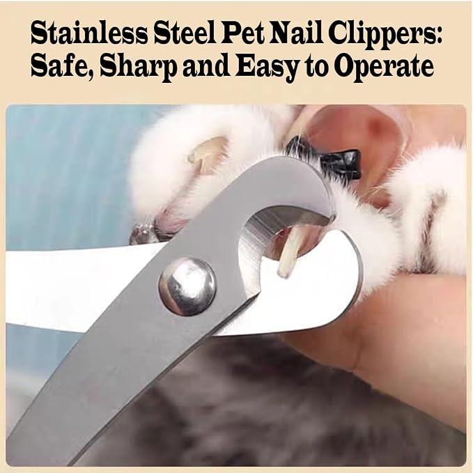 Pet Nail Clippers for Small Animals, Stainless Steel Cat Nail Trimmers with Non-Slip Handle, Safe & Sharp Claw Cutter for Puppies, Cats, Rabbits and Ferrets | Featuring Non-Slip Handle, Safe & Sharp Claw Cutter for Puppies, Cats, Rabbits and Ferrets