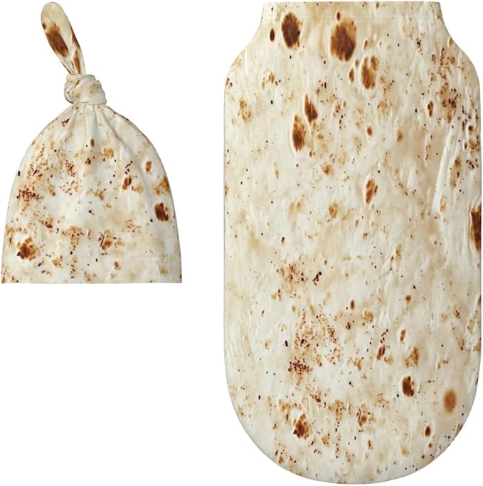 Newborn Swaddle Blankets and Hat Set Soft Cotton Baby Swaddle Wrap Warm Infant Receiving Blanket Burritos Tortilla-3