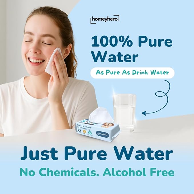 Mini Wet Wipes - Alcohol & Fragrance Free, Safe for Babies & Kids - 8 Bags Total 64 Wipes (Sky Lion)