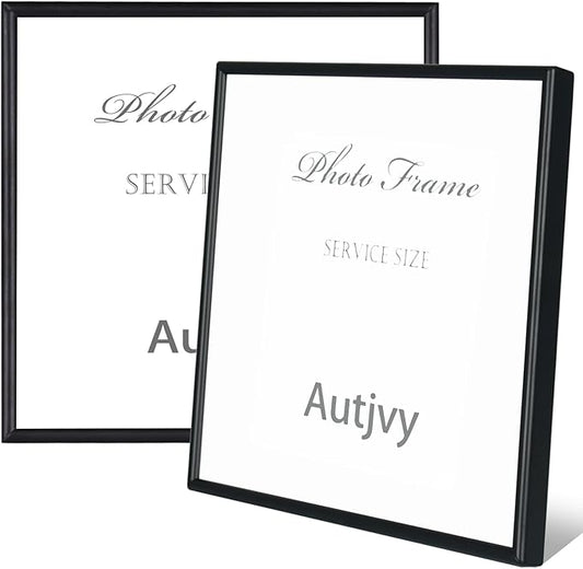 4x4 Picture Frame Matte Black Modern Simple Thin Aluminum Metal Photo Frame with HD Real Glass, Display for Tabletop and Wall Collage. (2 Pack)