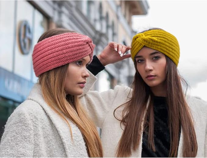 DRESHOW Winter Knit Chunky Headbands for Women Crochet Turban Knitted Ear Warmer Fashion Head Wrap 6 Pack