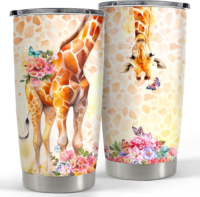 SANDJEST Giraffe Tumbler 20oz Stainless Steel Insulated Tumblers Coffee Travel Mug Cup Giraffe Gifts for Women Girls Teen Gift for Birthday Christmas