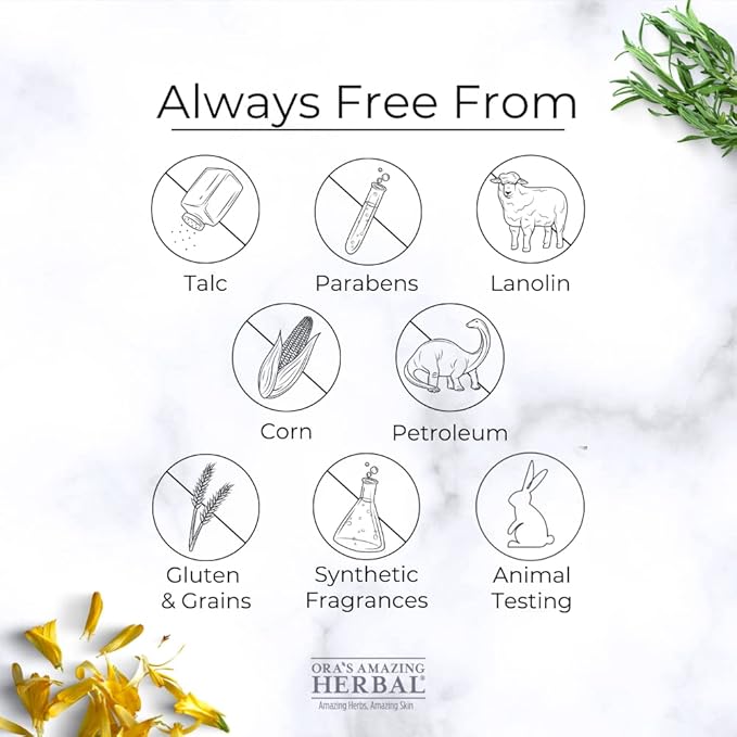 Ora's Amazing Herbal Talc Free Baby Powder, Cornstarch Free, Unscented Arrowroot Powder, 0.5 oz Travel Size 2 Pack