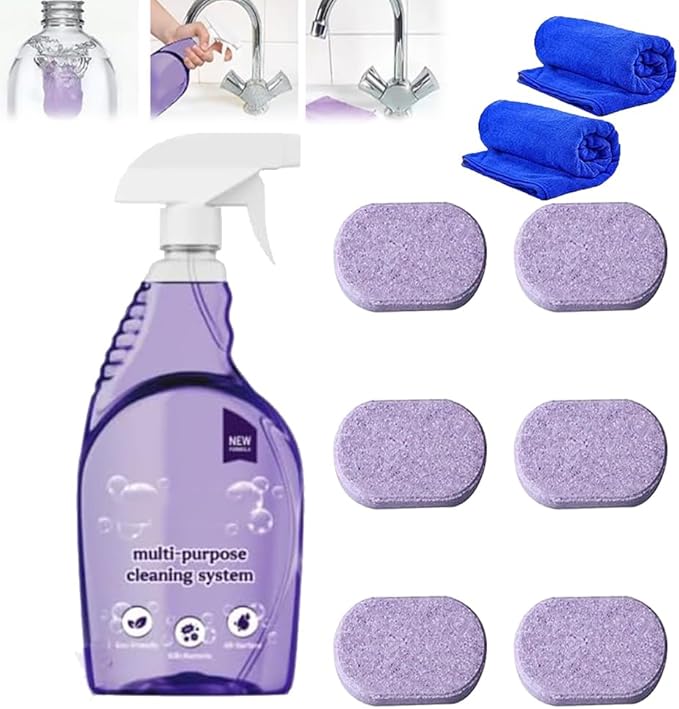 Clean Spray Cleaner for Ovens - Multipurpose Cleaning System - The Solution for Every Stain, All Purpose Cleaner, All-Purpose Cleaning Spray with Concentrated Cleaning Tablets (1Bottle+6PCS Tablets)