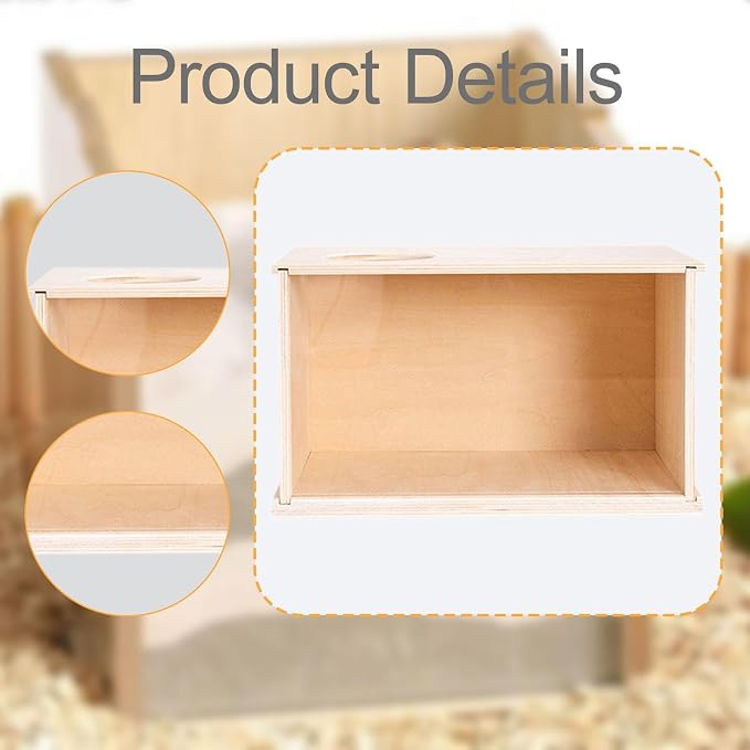 DIY Wooden Hamster Digging Box Clear Acrylic Viewing Panel Multipurpose Stable Structure Easy to Assemble with Lid Enclosure, Size L