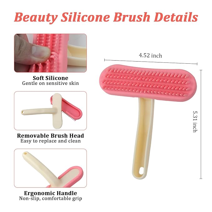 Guinea Pig and Bunny Brush, Beauty Silicone Brush, Soft Smoothing Dog Brush, Shedding Season Helps Untangle Mats and Comb Loose Fur for Chinchillas, Rabbits, Guinea Pigs and Puppies (Pink)