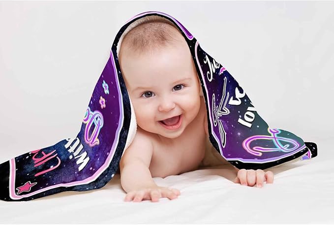 D-Story Custom Blanket with Name - Personalized Throw Blankets for Girls & Boys - Dancing Girl Design - Christmas & Birthday Gift
