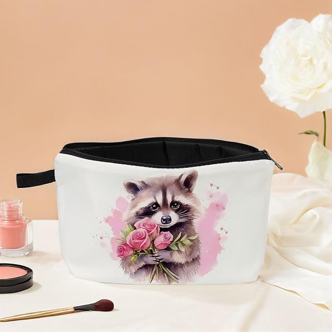 Raccoon Makeup Bag for Women Travel Cosmetic Organizer Bag Teacher Appreciation Gifts Small Zipper Toiletry Bag