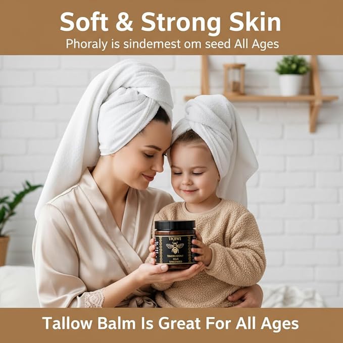 Organic Beef Tallow for Skin & Face | Tallow and Honey Balm - Deep Hydration, Multi-Purpose Face Moisturizer, Restores Barrier