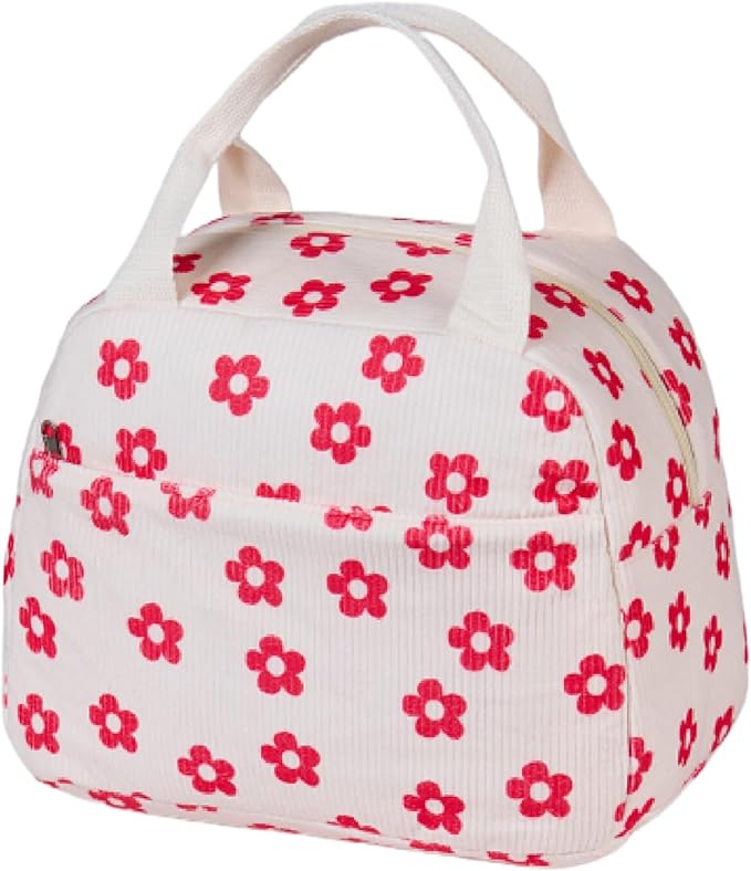 Lunch Bag for Women Men Girl,Large Cute Corduroy Lunch Tote Bags - Reusable Insulated Lunch Box for women with Handle, Leakproof WaterProof Design for Office, School, Work,Picnic.