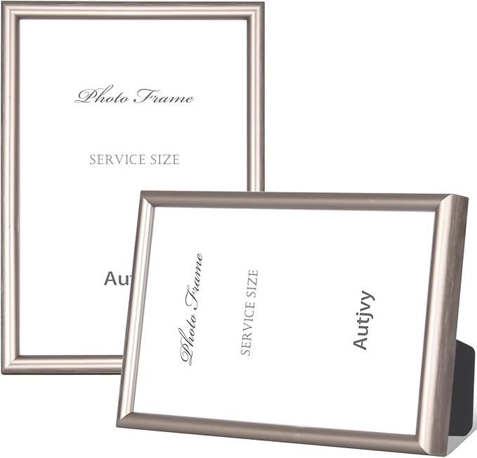 3.5x5 Picture Frame Champagne Brushed Modern Simple Thin Aluminum Metal Photo Frame with HD Real Glass, Display for Tabletop and Wall Collage. (2 Pack)