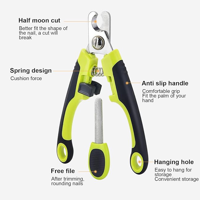Gavigain Pet Grooming Kit, Stainless Steel Tools, Non Slip Handles, Portable, for Dogs, Cats, Rabbits, Ferrets, Birds, Home Grooming Supplies
