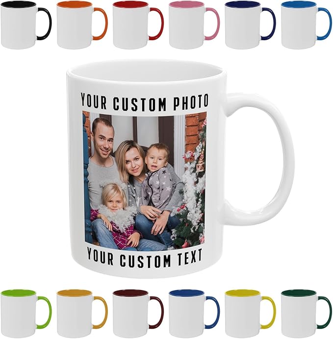 Personalized Coffee Mug with Photo, Logo or Text - Customized Gift Idea for Men & Women, Mom, Dad, Friends - Christmas Birthday Valentines Gifts, Party Favors Tea Cup - White