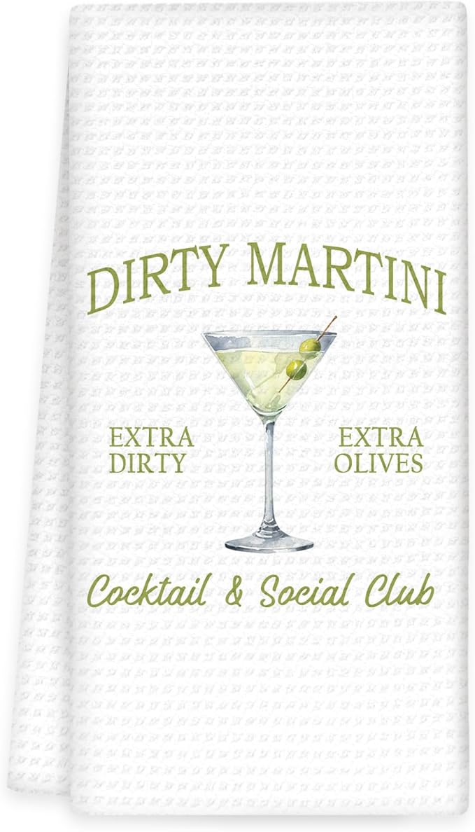 Martini Decor Kitchen Towels, Gifts for Martini Lovers Hand Towels, Dirty Martini Dish Towels Tea Towels for Kitchen Home Bar Decorative, Dirty Martini Gift Bar Cart Decor, 16x24In