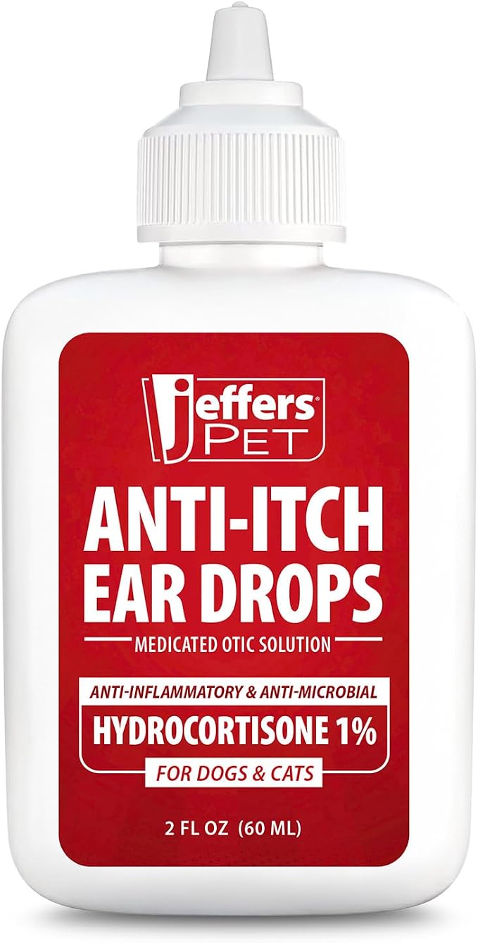 Jeffers Ear Flush and Anti-Itch Ear Drops Bundle for Dogs & Cats, Otic Ear Cleaner with Ketoconazole and Hydrocortisone for Pet Hygiene, Grooming, Ear Wax and Odor Care
