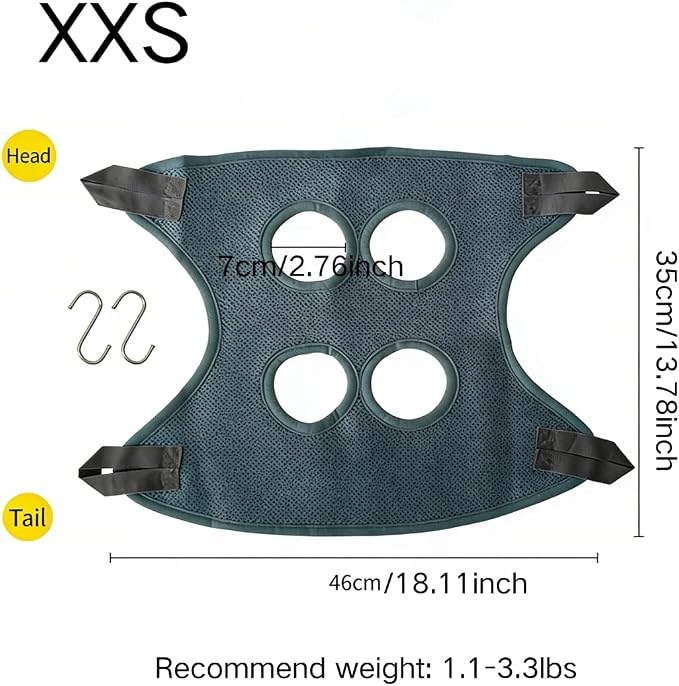 Rabbit Grooming Hammock with Safety Belt for Nail Clipping, Grooming, Bunny Bathing Bag for Nail Trimming, Cat Claw Care Bag, Small Animal Grooming Harness (Red,XX-Small)