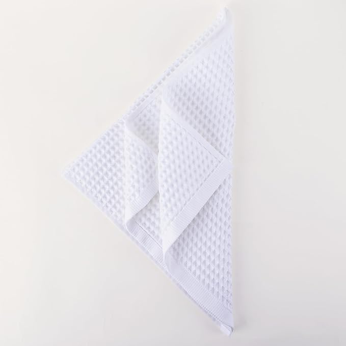 PÜSKÜL - Set of 3 Organic Waffle Hand Towel White - Premium Quality, 100% Turkish Cotton, Soft, Quick-Dry, Absorbent, Lint-Free Face Kitchen Hand Towels (White, Hand Towels - Pack of 3)