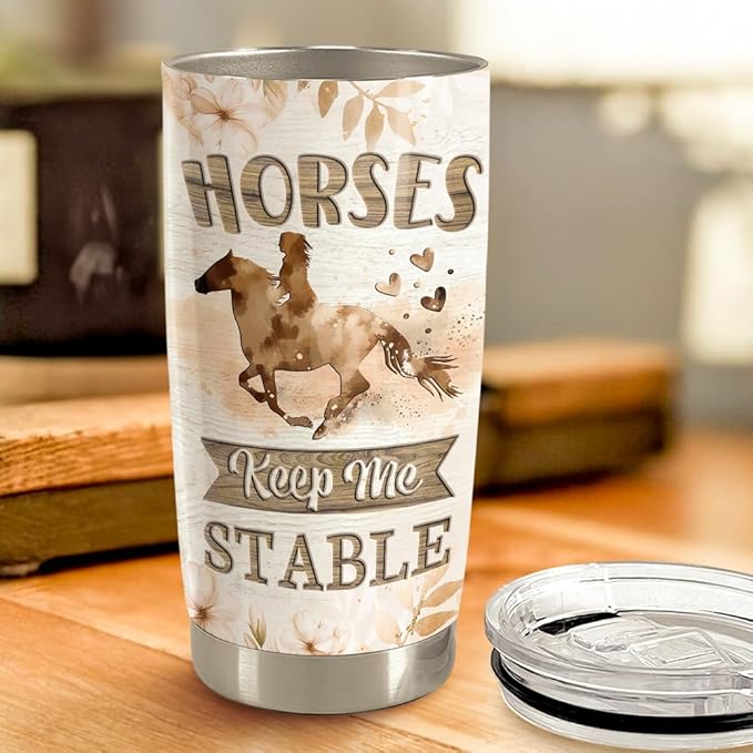 20oz Stainless Steel Insulated TumblerHorse Tumbler 20oz Stainless Steel Insulated Coffee Travel Mug Cup for Women Girls Horse Gifts for Birthday Christmas Mothers Day