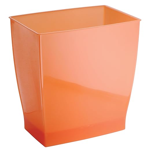 iDesign Small Rectangular Bathroom Trash Set of 2-Tango Orange, Made in USA Waste Can