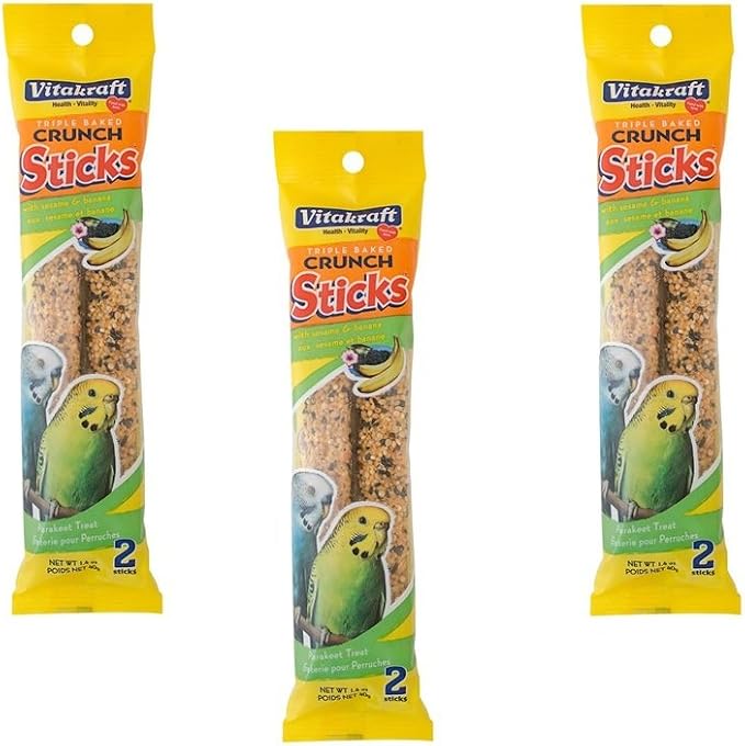 Vitakraft Crunch Sticks with Sesame and Banana Parakeet Treat 2.11 Ounce, Pack of 3