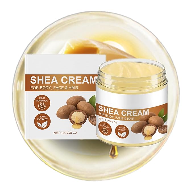 Pure Organic Shea And Butter Raw Cream, Unrefined Whipped Shea Butter to Make Lotion for Hair & Body, Long-Lasting Hydration for All Skin, 8 OZ