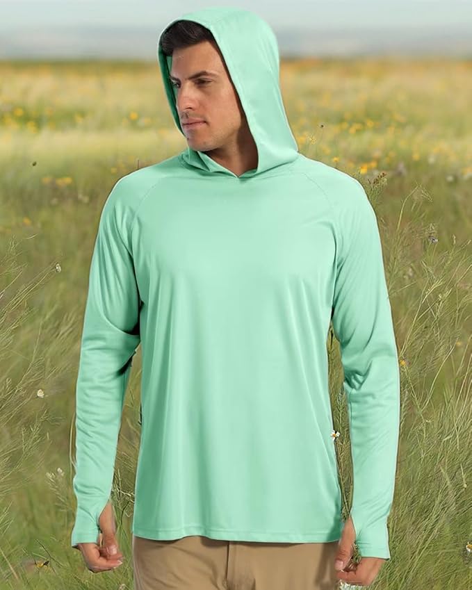 Boladeci Men's UPF 50+ Sun Protection Lightweight Hoodie Shirts Long Sleeve Fishing Shirt SPF UV Hiking Swim