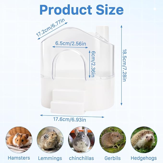 Hamster Sand Bath Container, Hamster Bathtub Digging Sand Container, Large Space for Pygmy Hamsters, Chinchilla, Rats, Mice, Gerbils, Other Small Animal