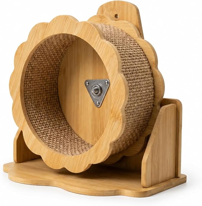 Wooden Hamster Wheel Silent Running Exercise Wheel with Stand Quiet Small Animal Wheel for Hamster Hedgehog Chinchilla Cage Accessories